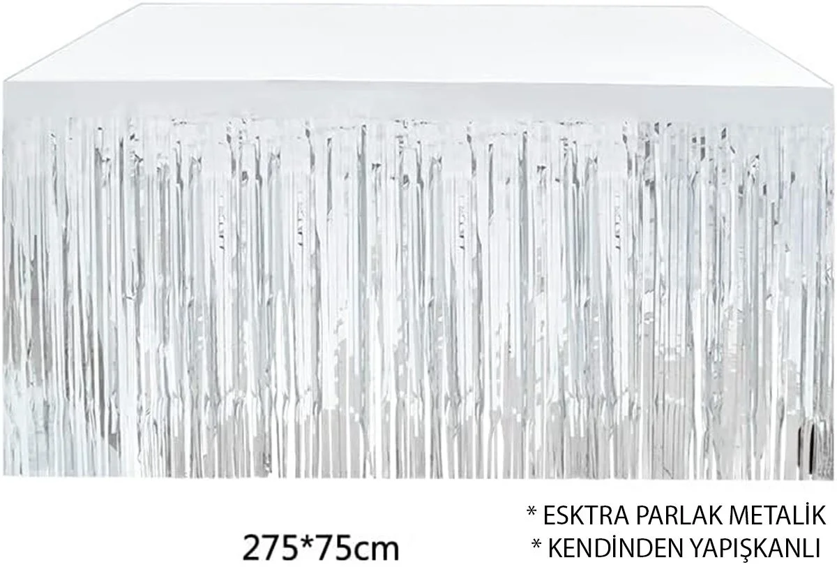 Gümüş Metalize Kendinden Yapışkanlı Masa Eteği 275x75 cm