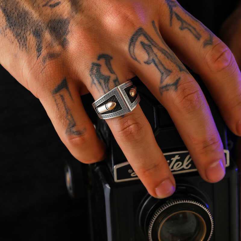 Stillove ​Gümüş Motifli Erkek Yüzük Sl5957