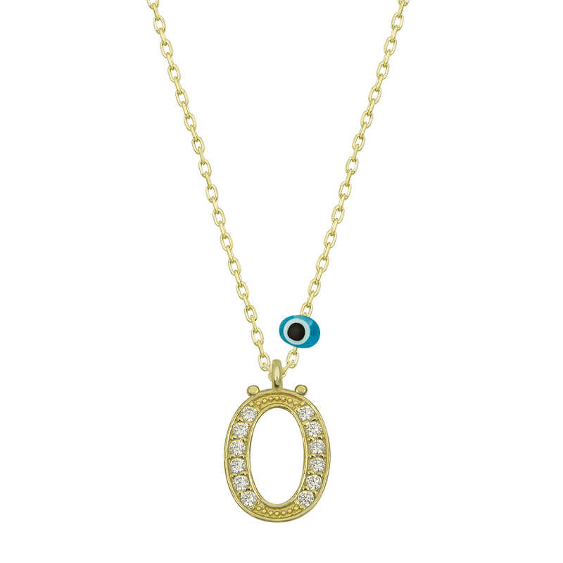Gümüş Nazar Gold Ö Harfi Kadın Kolye SL4909 Gümüş Nazar Gold Ö Harfi Kadın Kolye SL4909