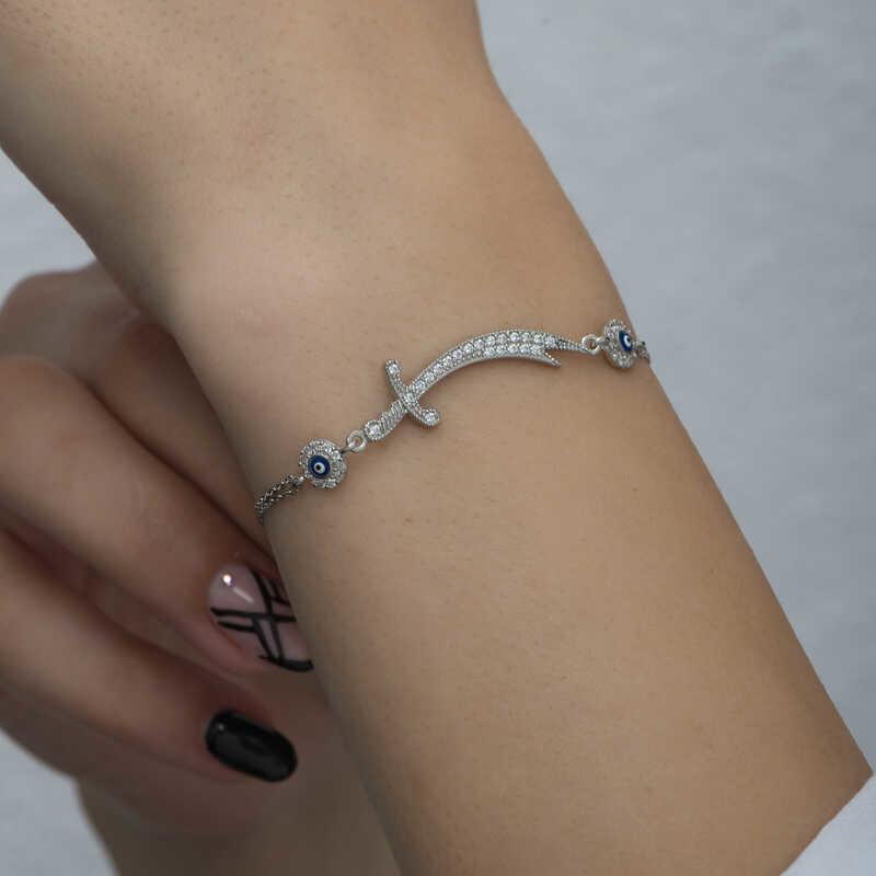 Stillove Gümüş Nazarlı Zülfikar Kadın Bileklik Sl5076 Stillove Gümüş Nazarlı Zülfikar Kadın Bileklik Sl5076