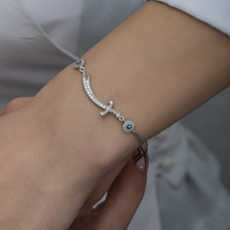 Stillove Gümüş Nazarlı Zülfikar Kadın Bileklik Sl5076 Stillove Gümüş Nazarlı Zülfikar Kadın Bileklik Sl5076