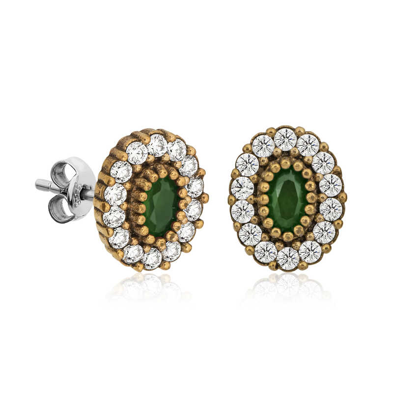Gümüş Otantik Oval Çivili Bayan Küpe SL4274 Gümüş Otantik Oval Çivili Bayan Küpe SL4274