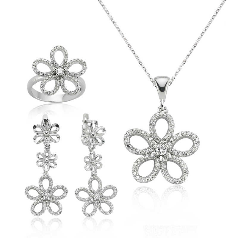 Stillove Gümüş Papatya Bayan Set  Sl2318