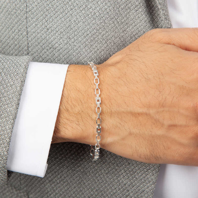 Stillove ​Gümüş Parçalı Erkek Bileklik T7413