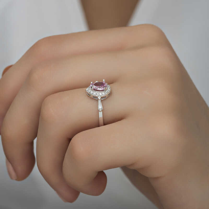 Stillove Gümüş Pembe Damla Taşli Kadin Yüzük Sl4701