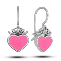 Gümüş Pembe Kalp Sallantılı Çocuk Küpe Gümüş Pembe Kalp Sallantılı Çocuk Küpe