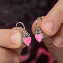 Gümüş Pembe Kalp Sallantılı Çocuk Küpe Gümüş Pembe Kalp Sallantılı Çocuk Küpe