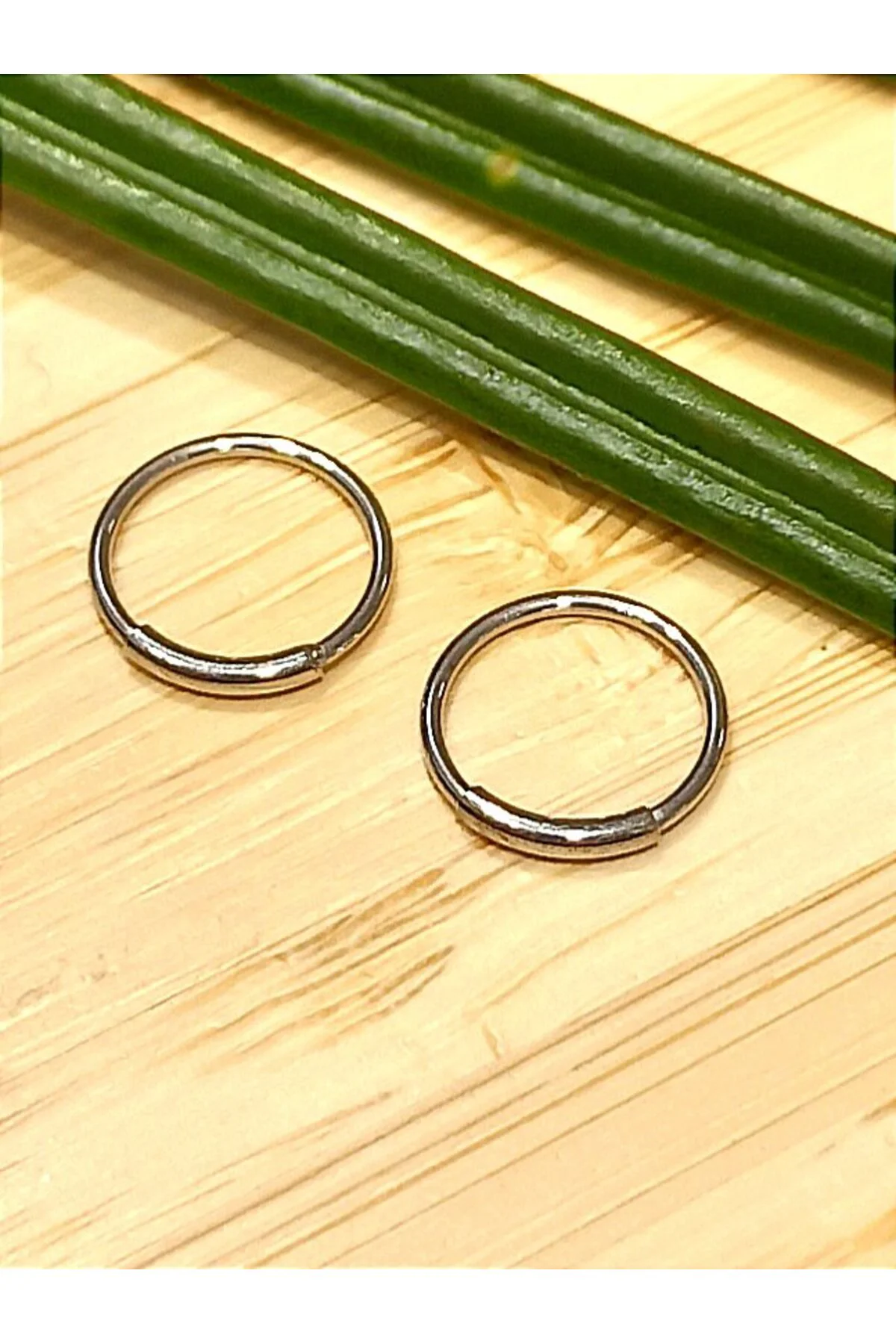Gümüş Renk 10 mm Halka Unisex Çelik Küpe