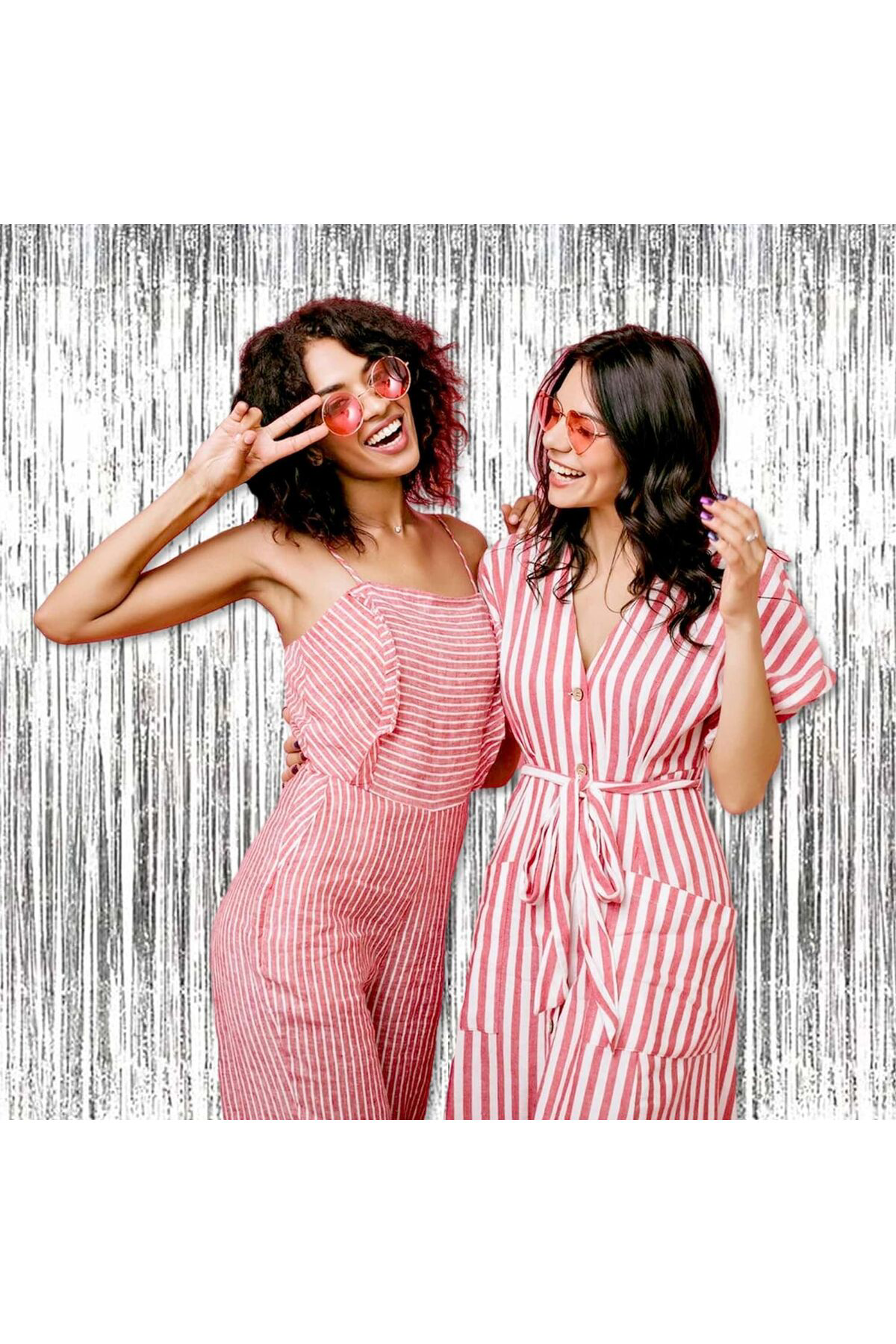 Ok Aksesuar Gümüş Renk Ekstra Metalize Parlak Saçaklı Arka Fon Perde İthal A