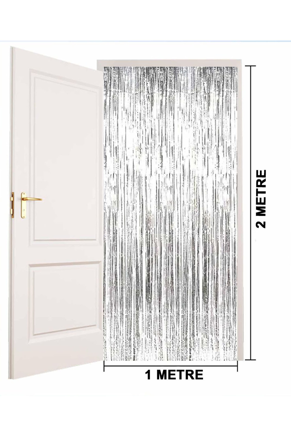 Ok Aksesuar Gümüş Renk Ekstra Metalize Parlak Saçaklı Arka Fon Perde İthal A