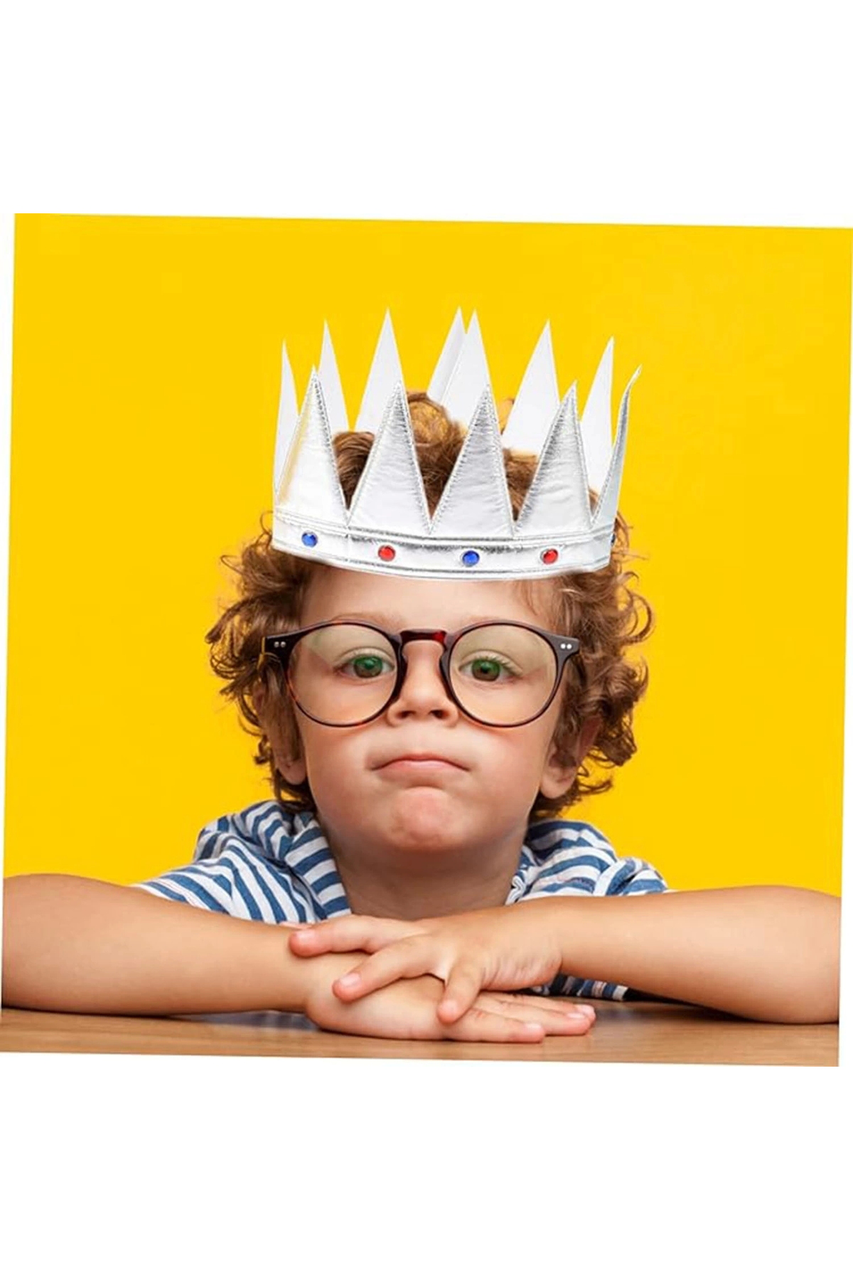 Trendmen Gümüş Renk Eva Yumuşak Kral Kraliyet Tacı Yetişkin Çocuk Uyumlu 5