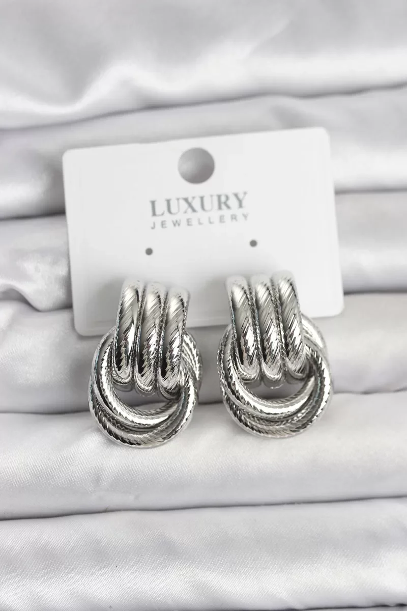 Gümüş Renk Halka Modelli Pirinç Kadın Küpe - Lisinya
