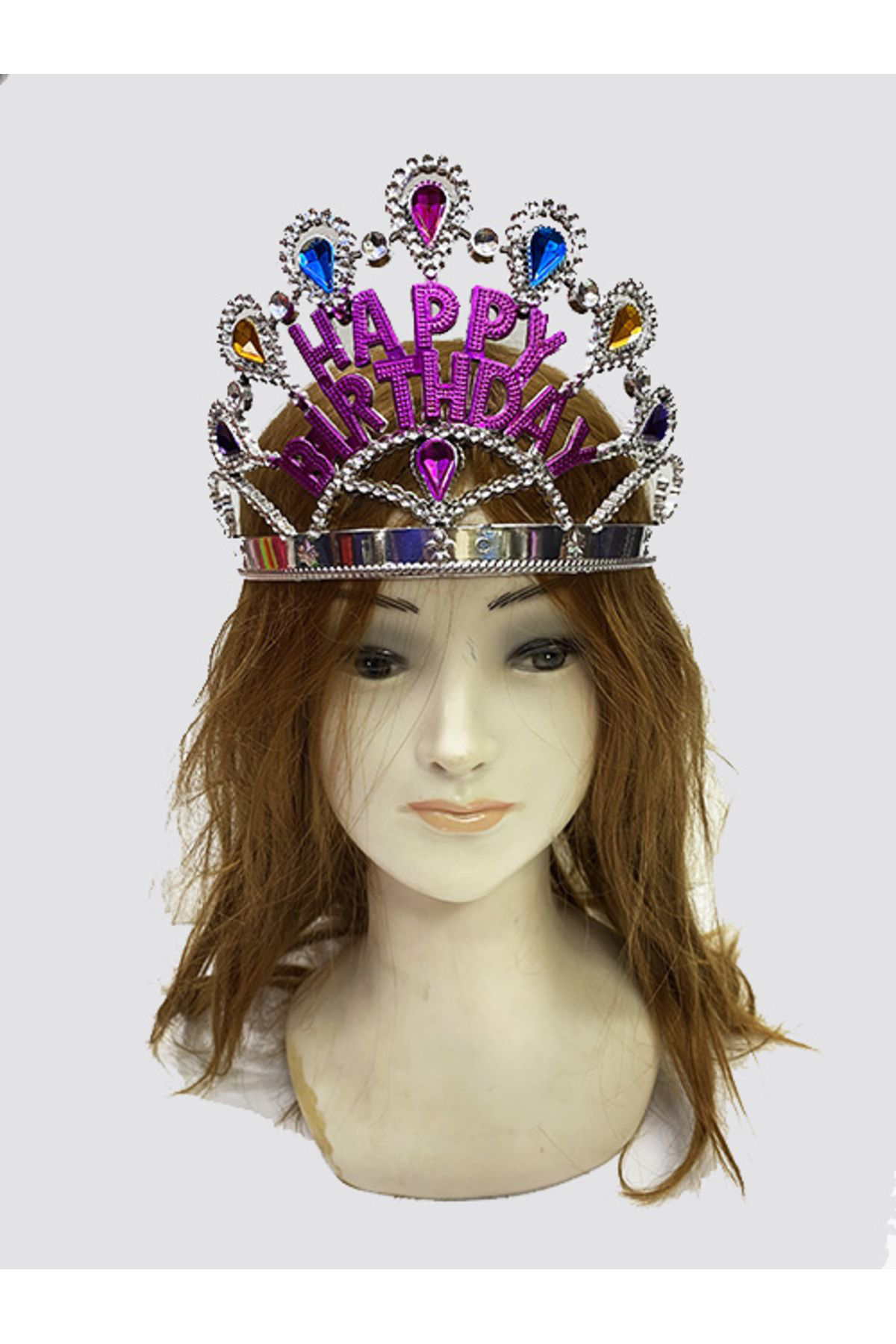 Zs Demir Gümüş Renk Happy Birthday Yazili Doğum Günü Taci 60 Cm