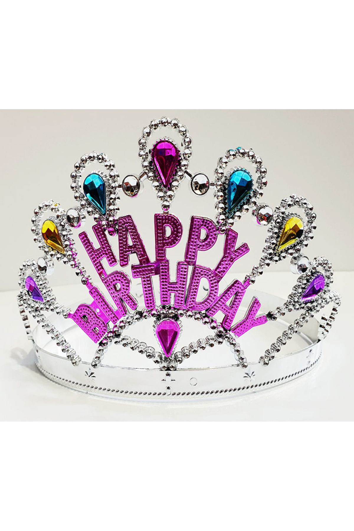 Zs Demir Gümüş Renk Happy Birthday Yazili Doğum Günü Taci 60 Cm