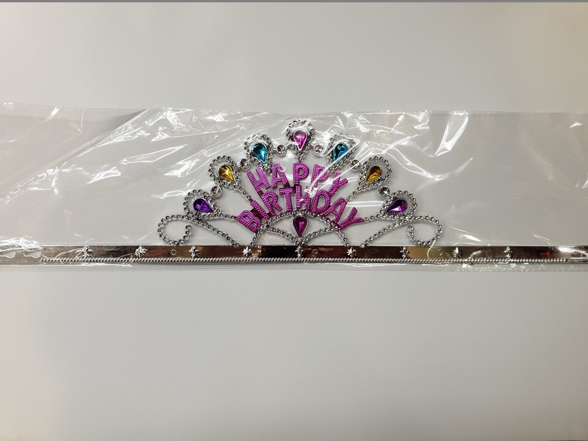 Gümüş Renk Happy Birthday Yazılı Doğum Günü Tacı 60 cm TdrTR