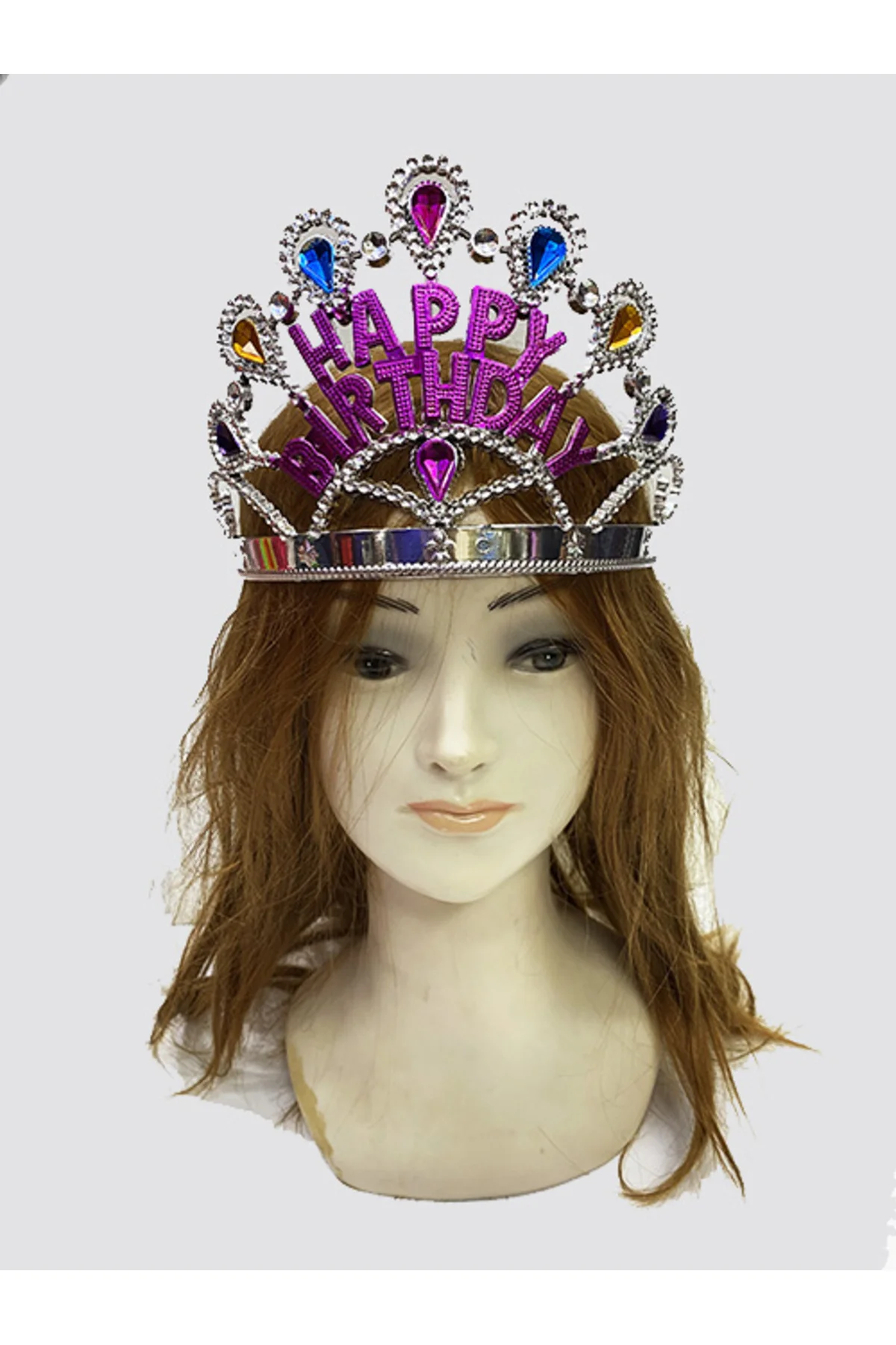 Gümüş Renk Happy Birthday Yazılı Doğum Günü Tacı