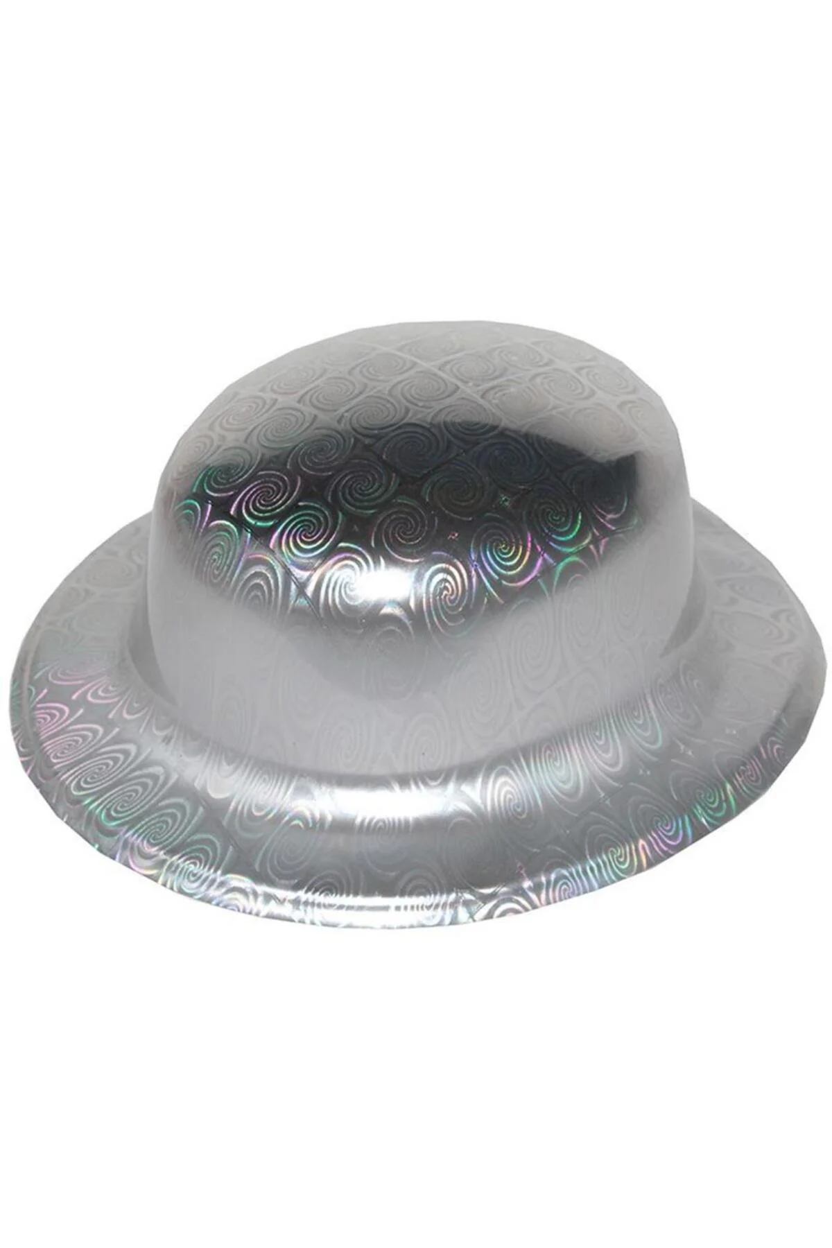 Gümüş Renk Hologramlı Plastik Yuvarlak Melon 27x24 cm