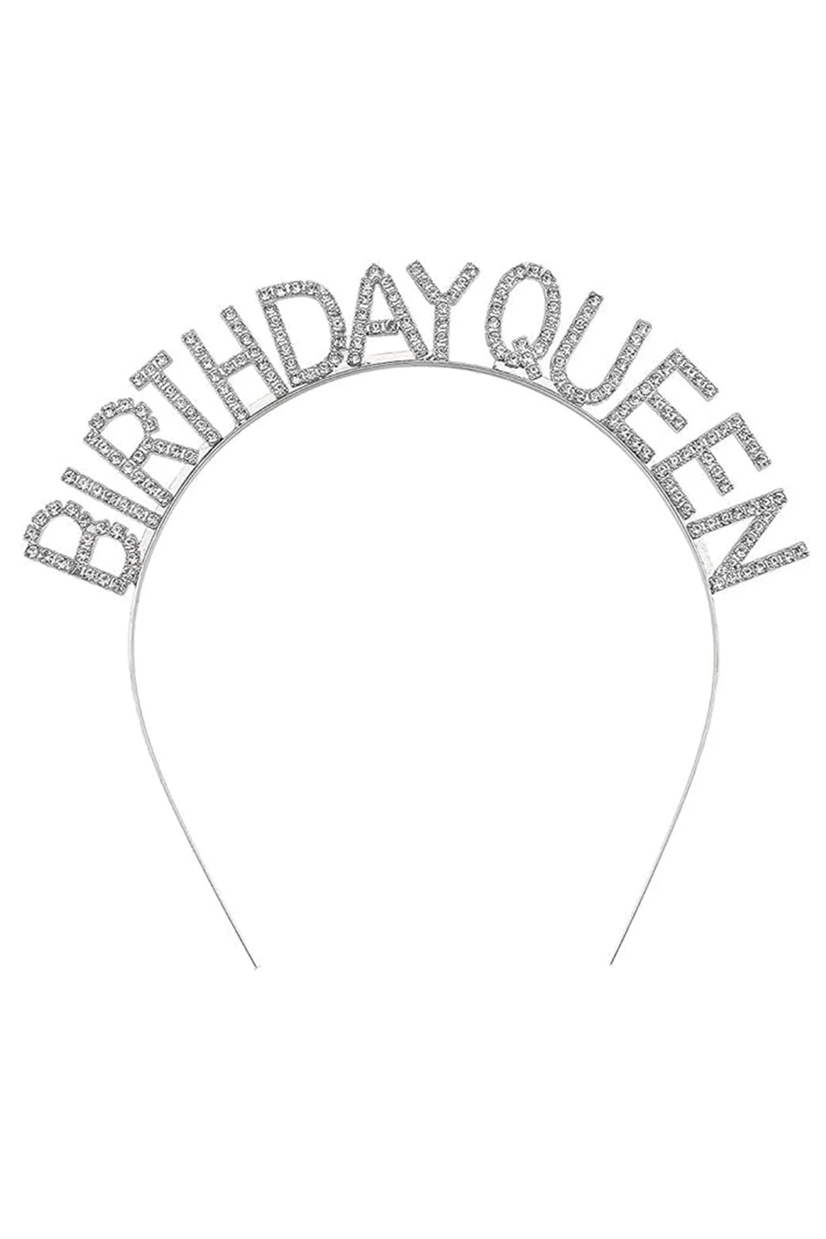 Gümüş Renk Kristal Taşlı Parlak Birthday Queen Yazılı Kraliçe Taç 16x17 cm  GO506089Gosa4578