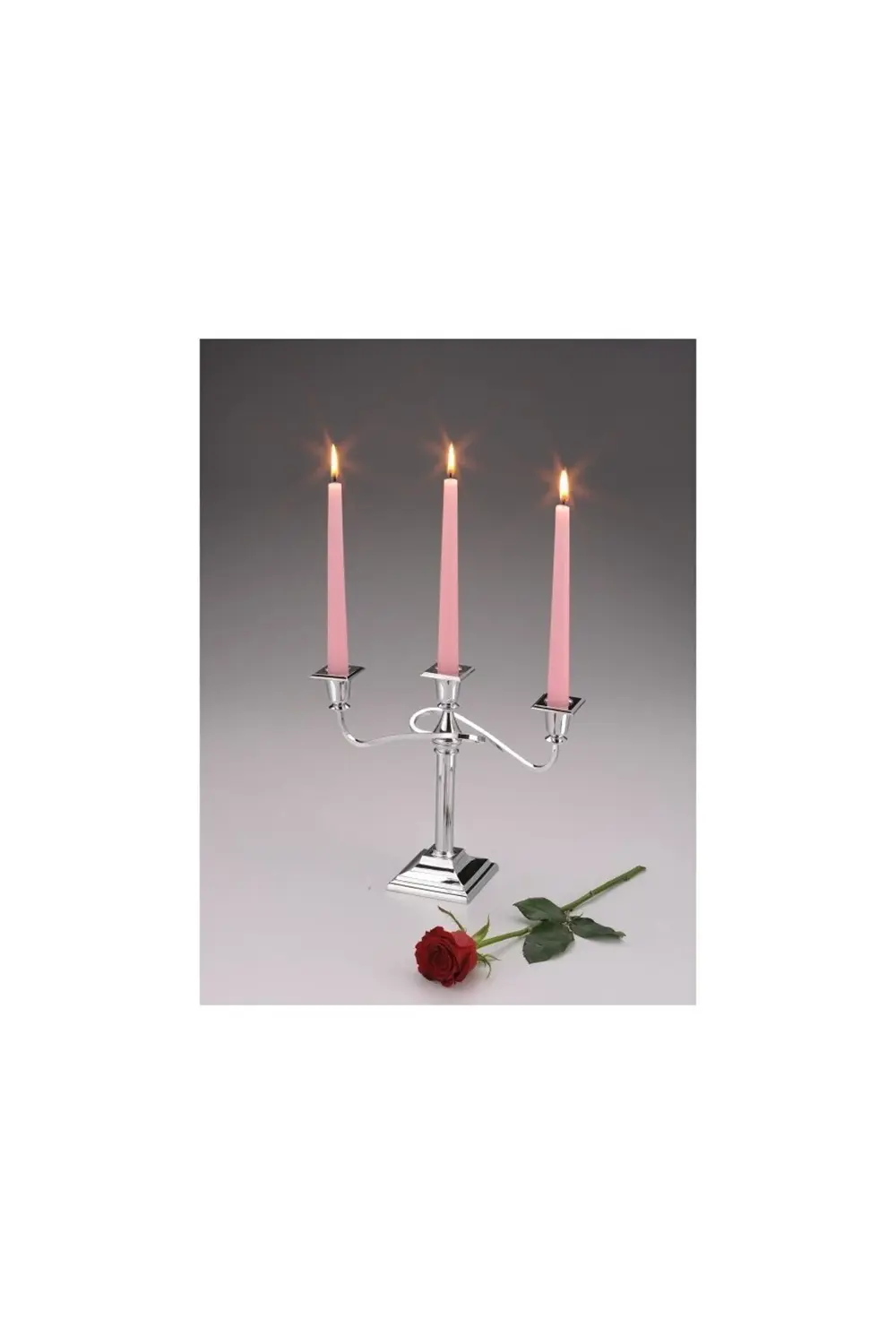 Gümüş Renk Nikel Kaplama Queen 3'lü Şamdan – 25x28 cm