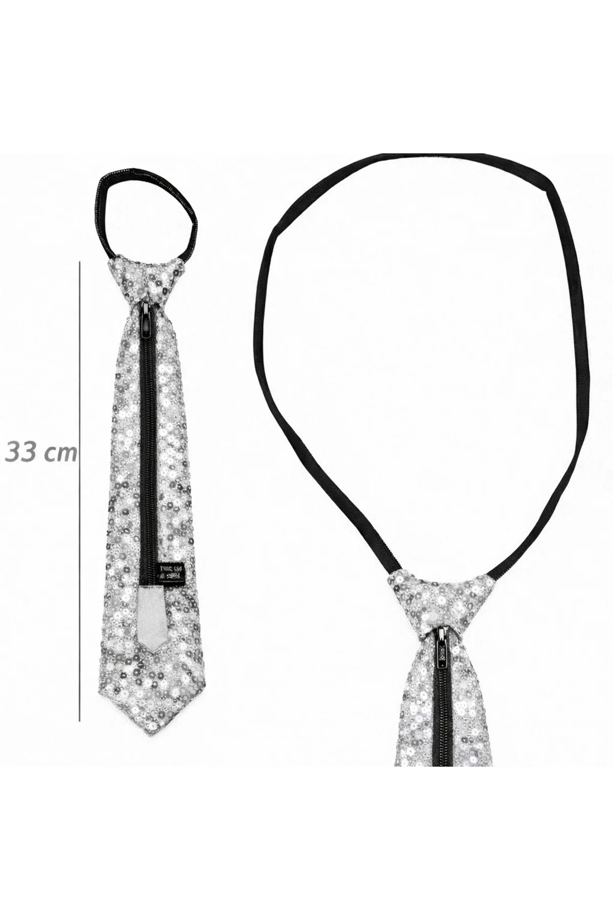 Gümüş Renk Pul Payetli Işıltılı Parti Kravatı 33 Cm Gümüş Renk Pul Payetli Işıltılı Parti Kravatı 33 Cm - Görsel 2