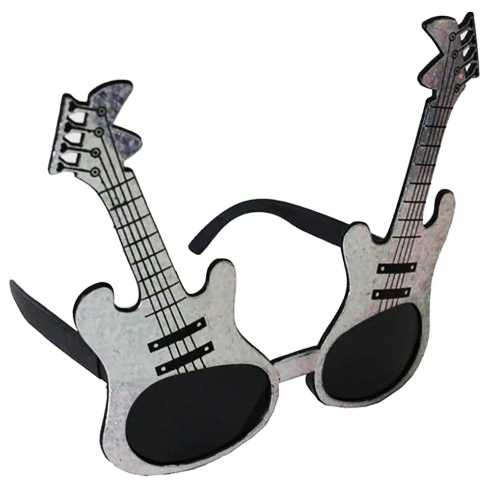 Gümüş Renk Rockn Roll Gitar Şekilli Parti Gözlüğü 15x15 cm (4741)