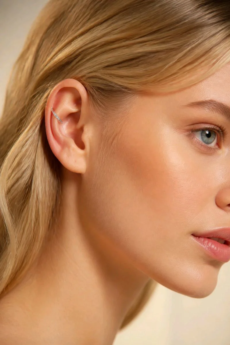 Gümüş Renk Sıkıştırmalı Burun Kulak Piercıng