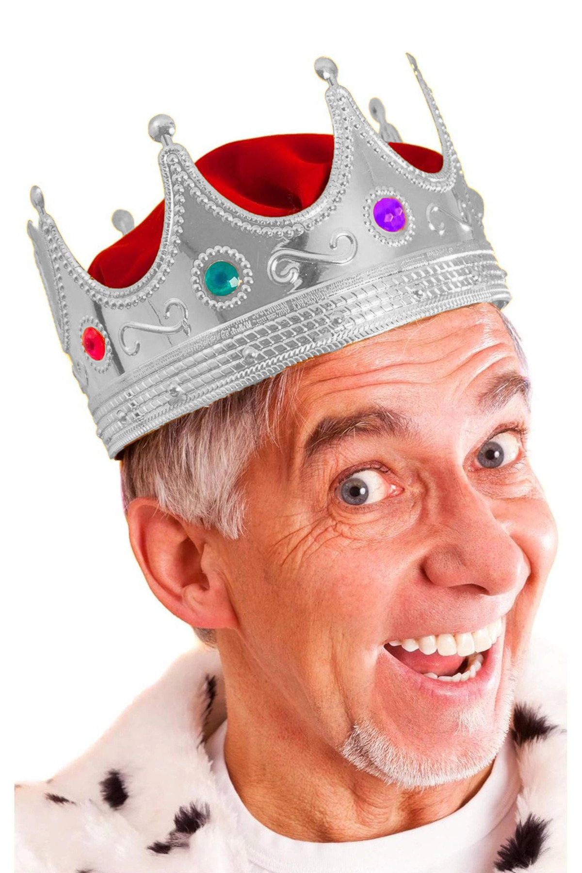 Tgr Shop Gümüş Renk Yetişkin Çocuk Uyumlu Kral Tacı Kraliyet Tacı 60 Cm