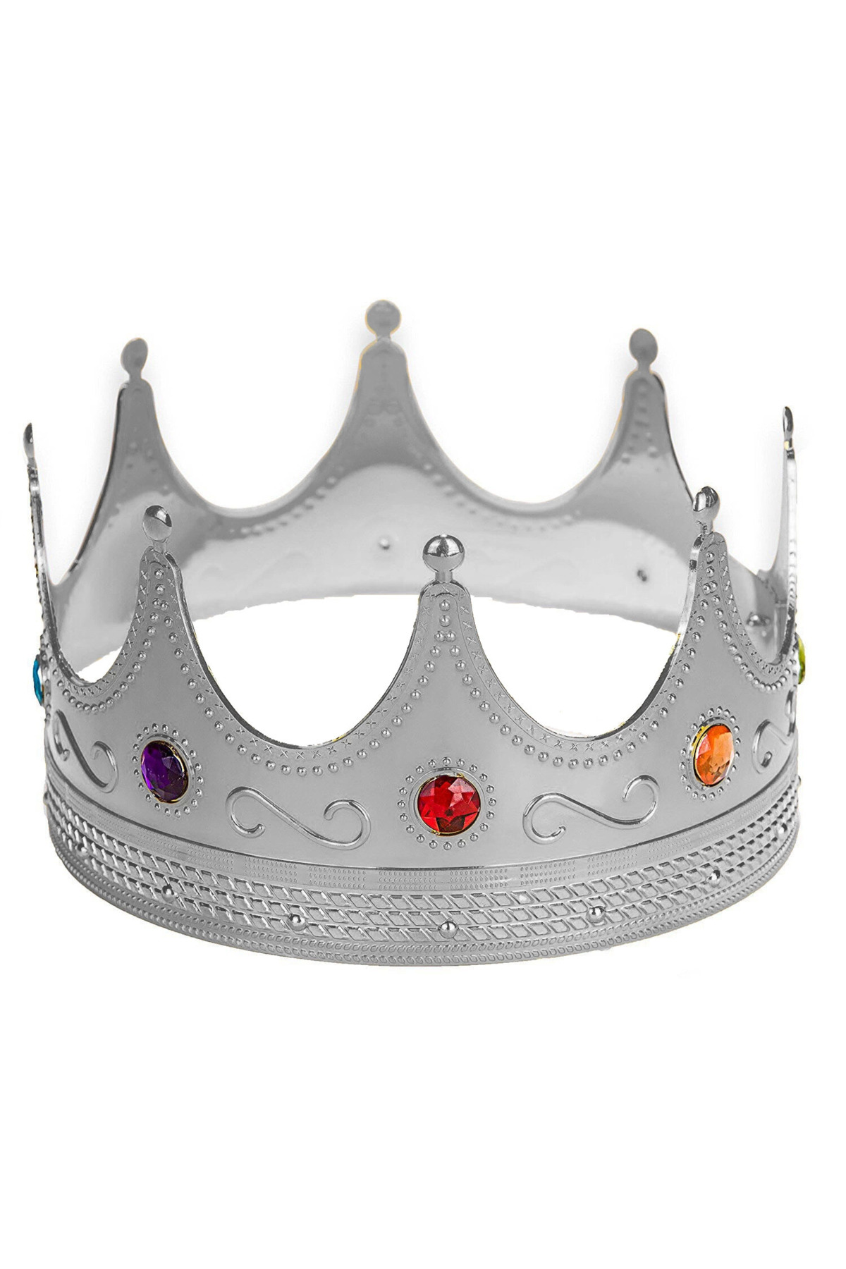 Tgr Shop Gümüş Renk Yetişkin Çocuk Uyumlu Kral Tacı Kraliyet Tacı 60 Cm