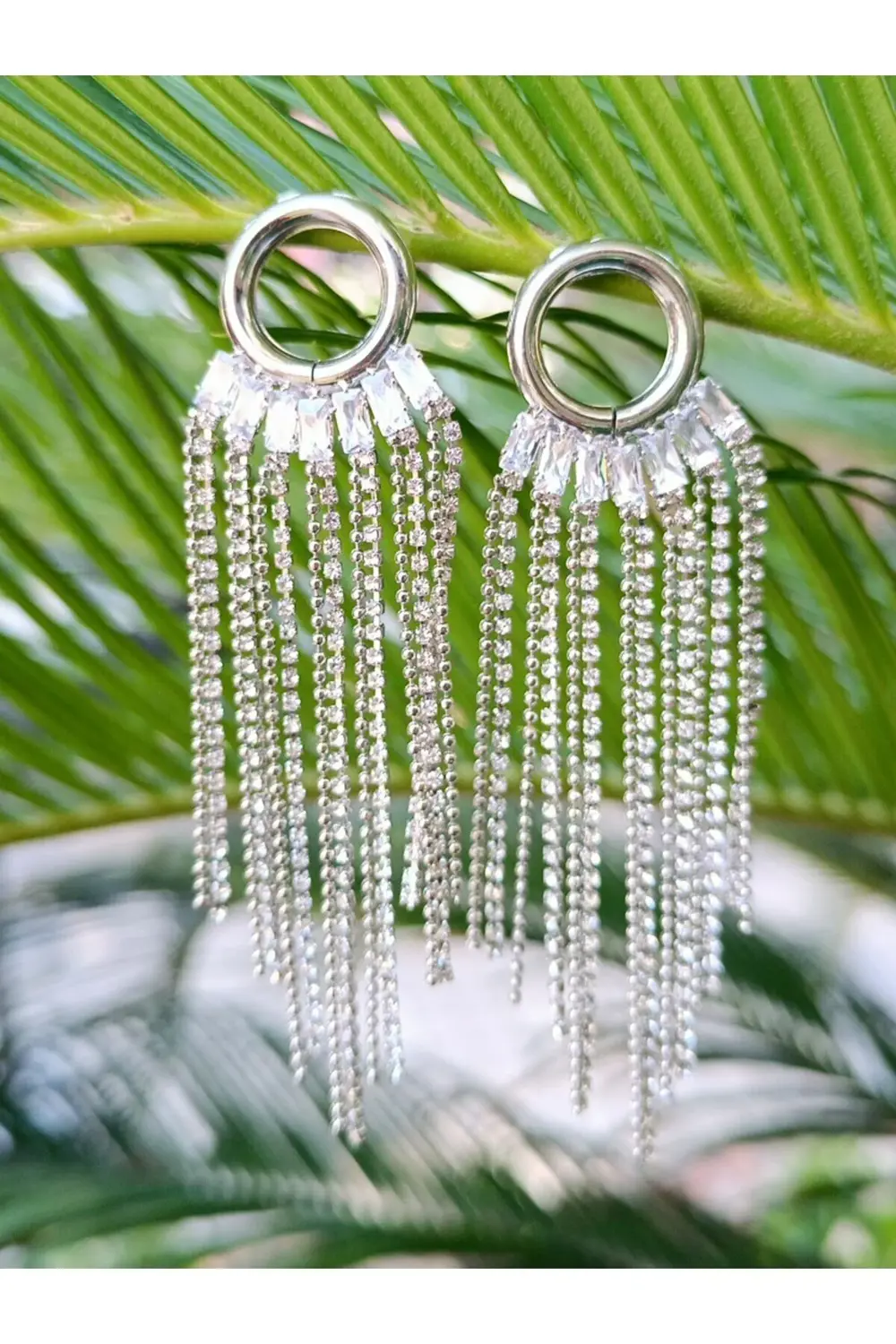 Monalisa Home Gümüş Renk Zirkon Taşlı Lüks Abiye Küpe