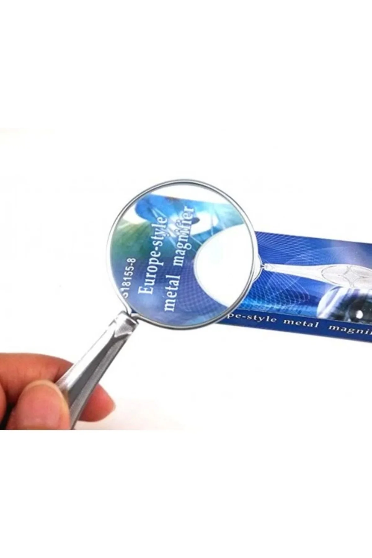 -Gümüş Renkli 45mm Cam Lens, Zarif Tasarımlı Metal Büyüteç-mg1815