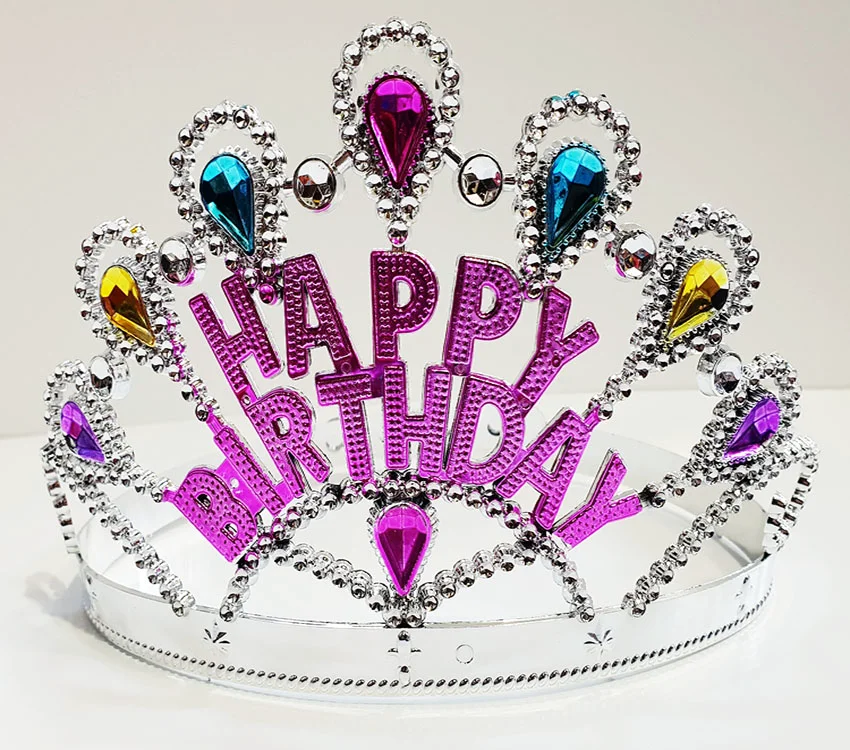 Gümüş Renkli Happy Birthday Yazılı Doğum Günü Tacı