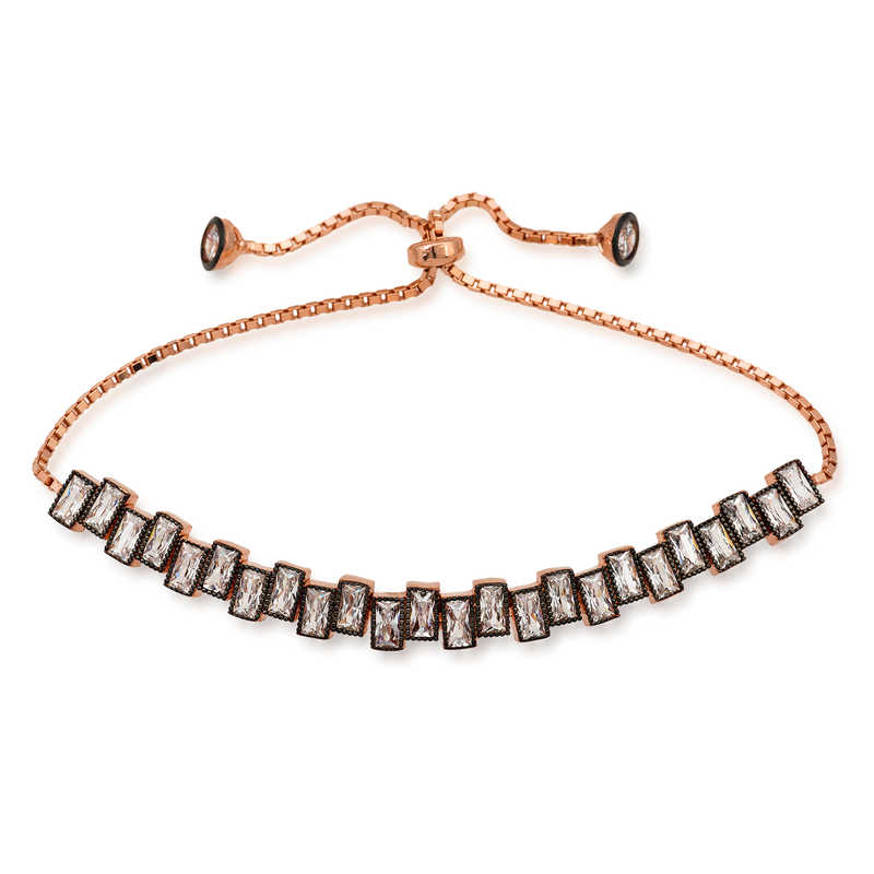 Gümüş Rose Baget Taşlı Asansör Bileklik SL1553 Gümüş Rose Baget Taşlı Asansör Bileklik SL1553