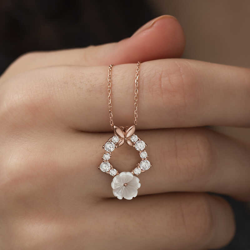 Gümüş Rose Bahar Çiçeği Kolye SL2033