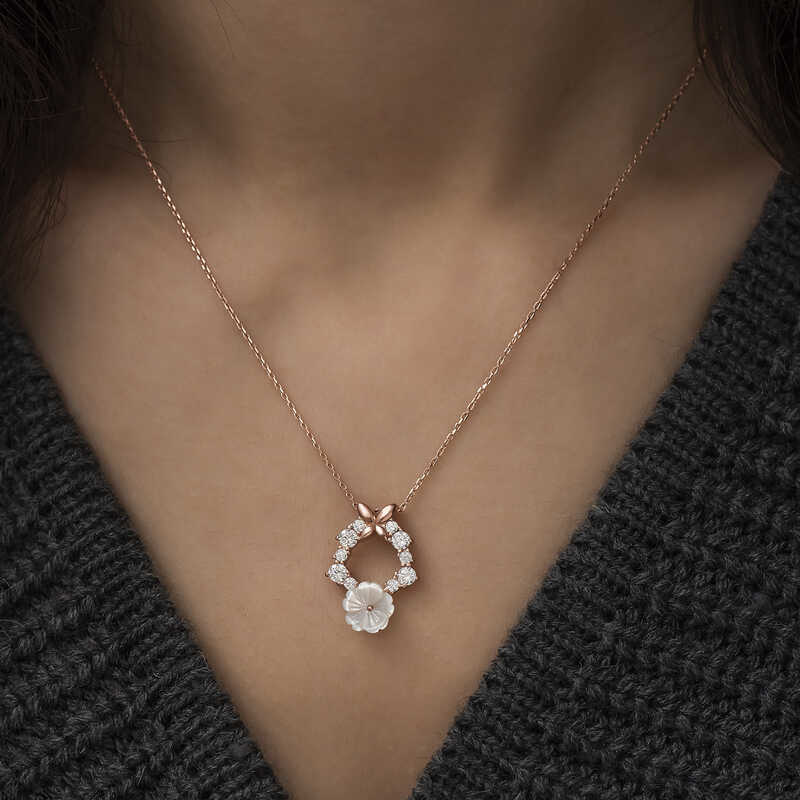 Gümüş Rose Bahar Çiçeği Kolye SL2033