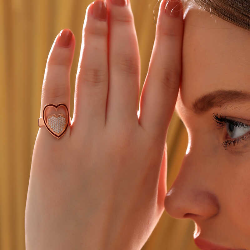 Stillove Gümüş Rose Beyaz Taşlı Kalpli Kadın Yüzük Sl6200 Stillove Gümüş Rose Beyaz Taşlı Kalpli Kadın Yüzük Sl6200