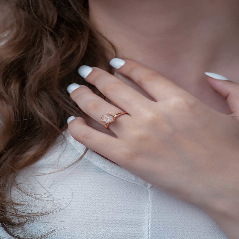 Stillove Gümüş Rose Beyaz Lotus Çiçeği Yüzük  Sl3381