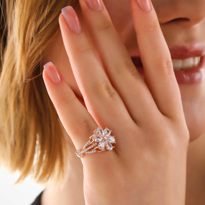 Stillove Gümüş Rose Beyaz Sevgi Çiçeği Kadın Yüzük