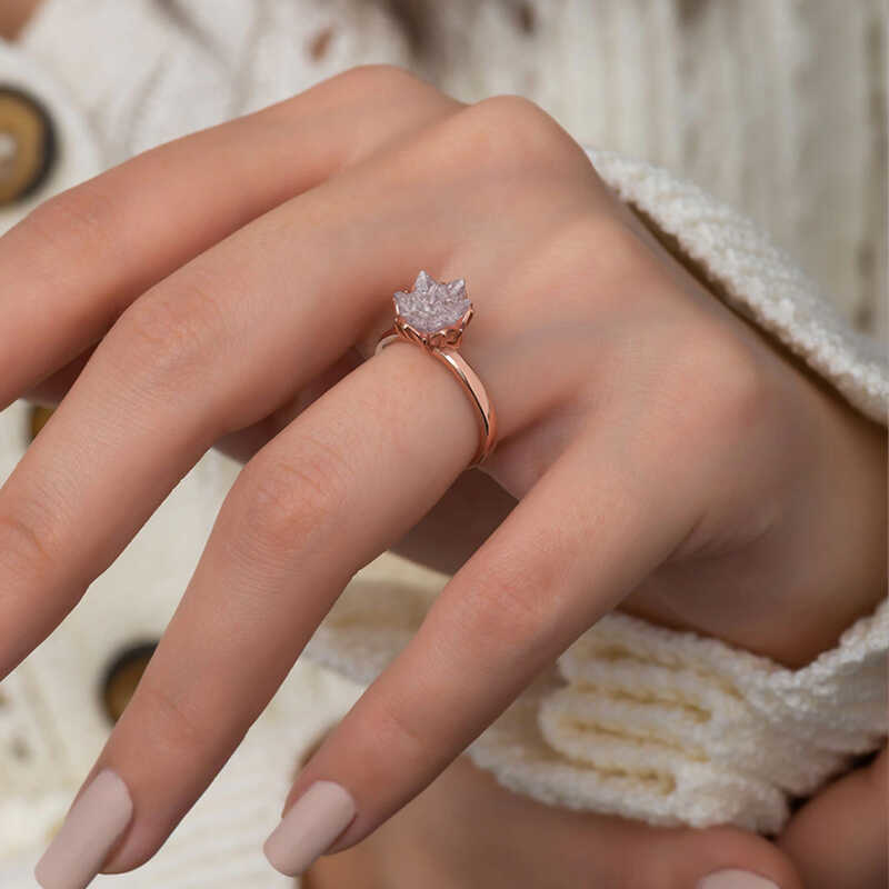 Stillove Gümüş Rose Beyaz Lotus Çiçeği Yüzük  Sl3381