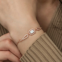 Gümüş Rose Dikdörtgen Baget Bileklik SL3709