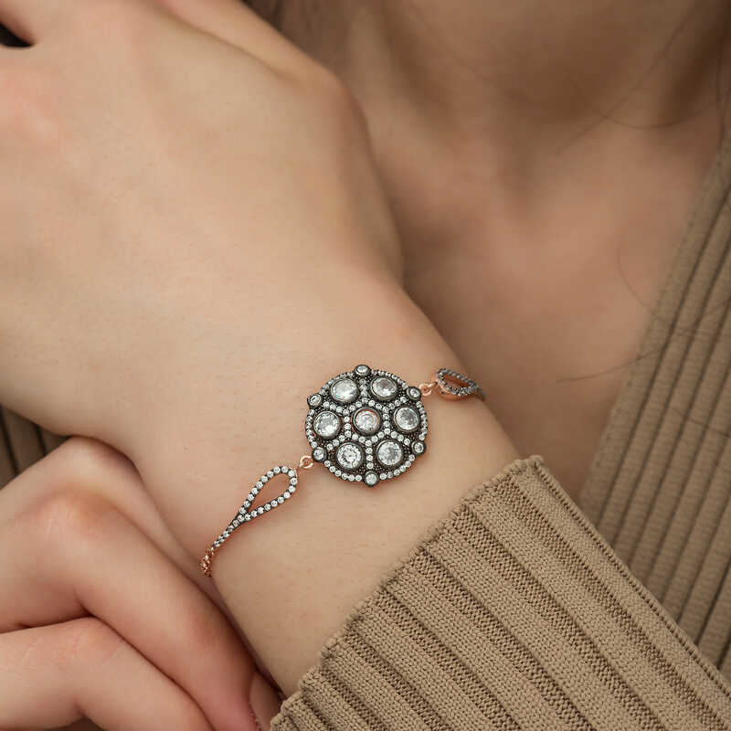 Gümüş Rose Elmas Montür Bileklik  SL3813