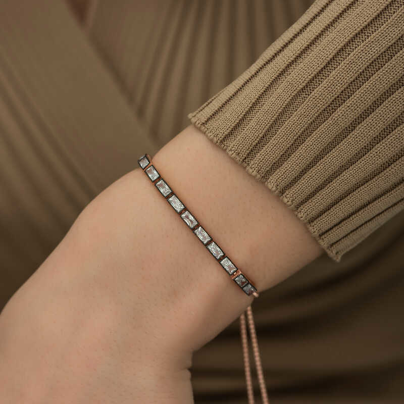 Stillove Gümüş Rose Emerald Kesim Elmas Montür Asansör Bileklik Sl3816 Stillove Gümüş Rose Emerald Kesim Elmas Montür Asansör Bileklik Sl3816