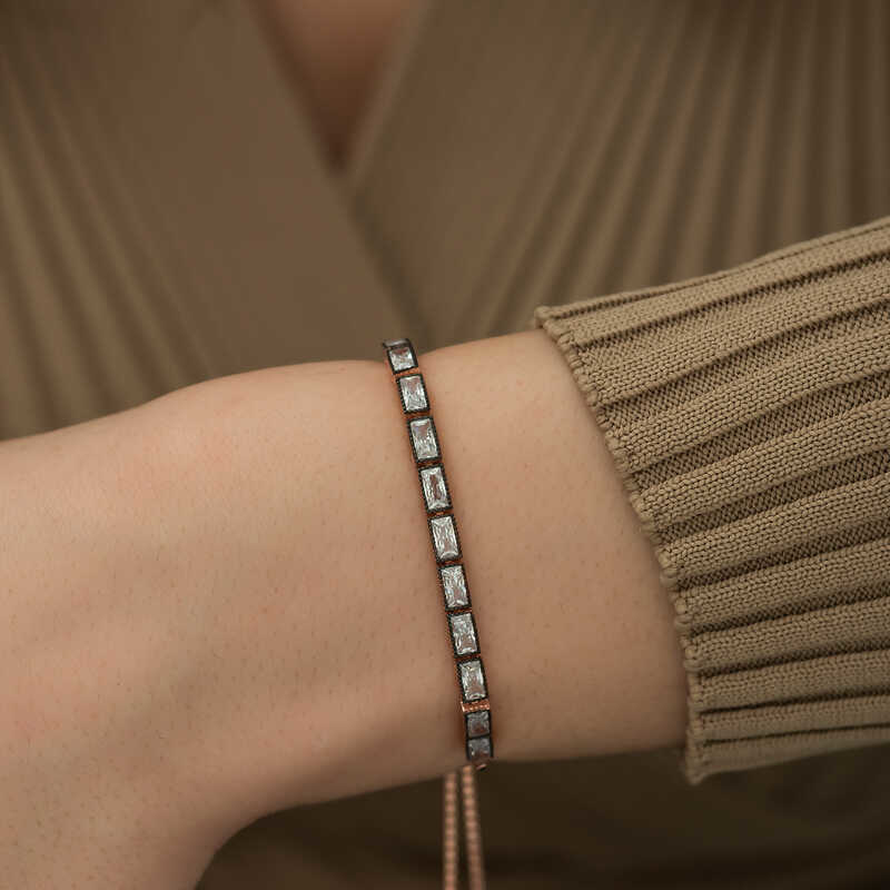 Stillove Gümüş Rose Emerald Kesim Elmas Montür Asansör Bileklik Sl3816 Stillove Gümüş Rose Emerald Kesim Elmas Montür Asansör Bileklik Sl3816