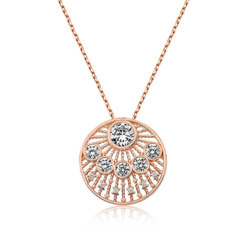 Gümüş Rose Etnik Desenli Rose Bayan Kolye SL3640 Fiyatı, Yorumları ve Özellikleri