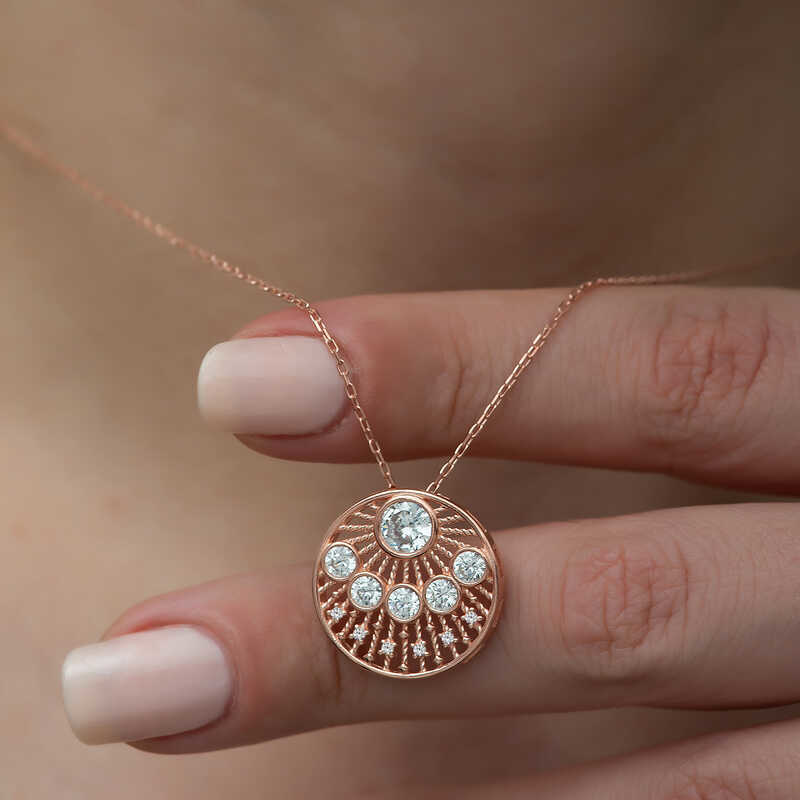 Gümüş Rose Etnik Desenli Rose Bayan Kolye SL3640 Fiyatı, Yorumları ve Özellikleri
