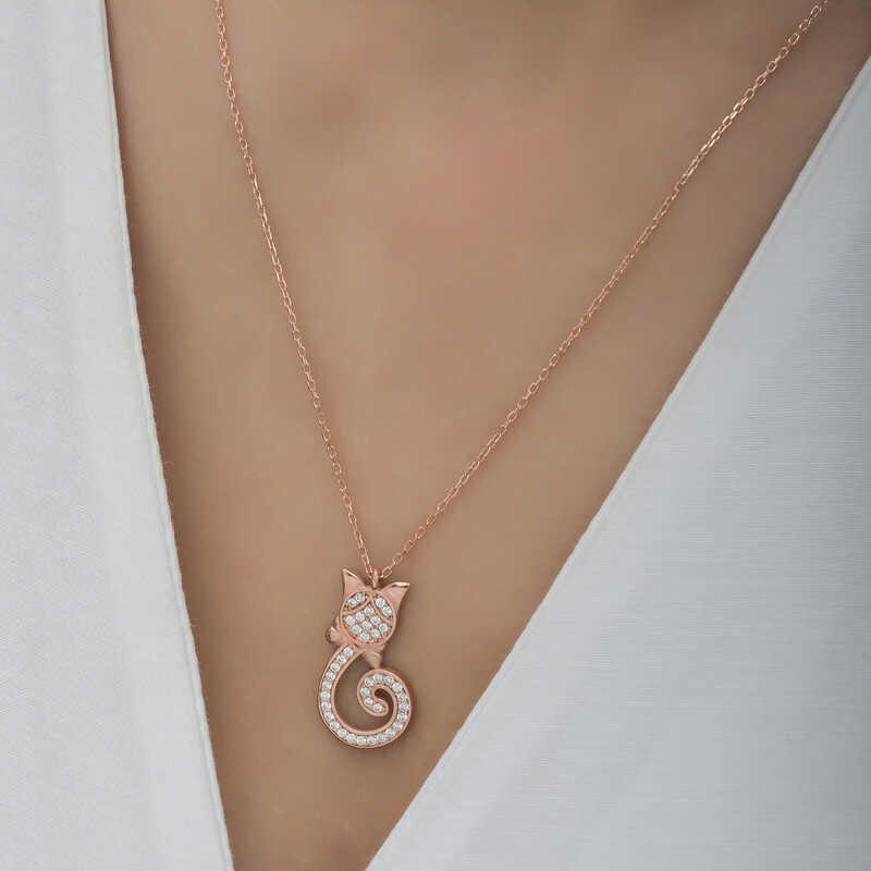 Stillove Gümüş Rose Kedi Kadın Kolye Sl4741