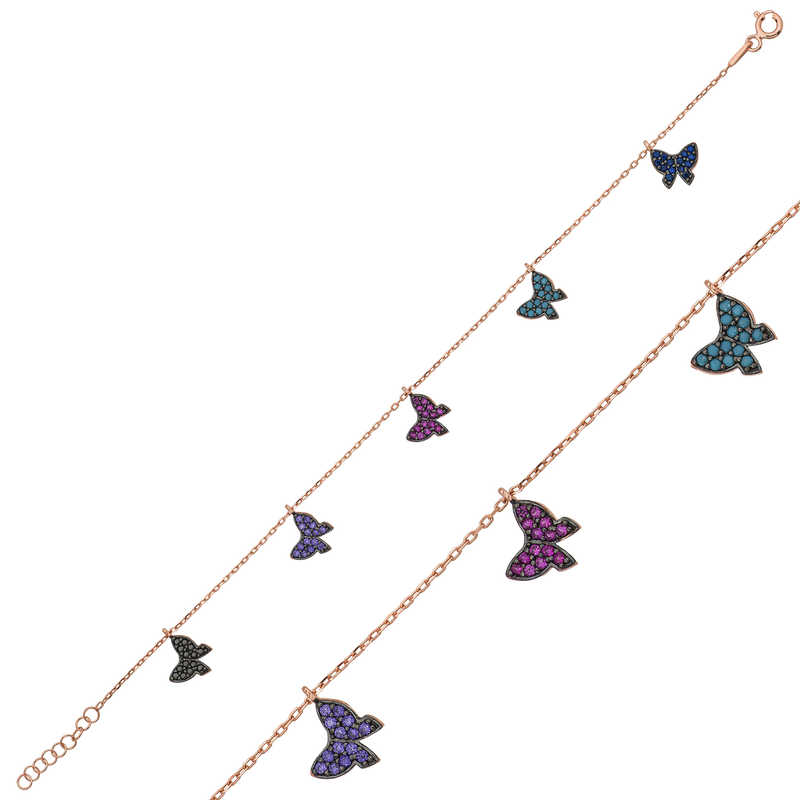 Gümüş Rose Kelebek Bayan Bileklik  SL1542