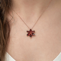 Gümüş Rose Kırmızı Lotus Çiçeği Kolye SL3397 Gümüş Rose Kırmızı Lotus Çiçeği Kolye SL3397