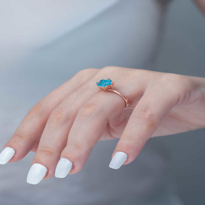 Stillove ​Gümüş Rose Mavi Lotus Çiçeği Yüzük Sl3490