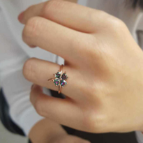 Stillove Gümüş Rose Mistik Topaz Yonca Bayan Yüzük