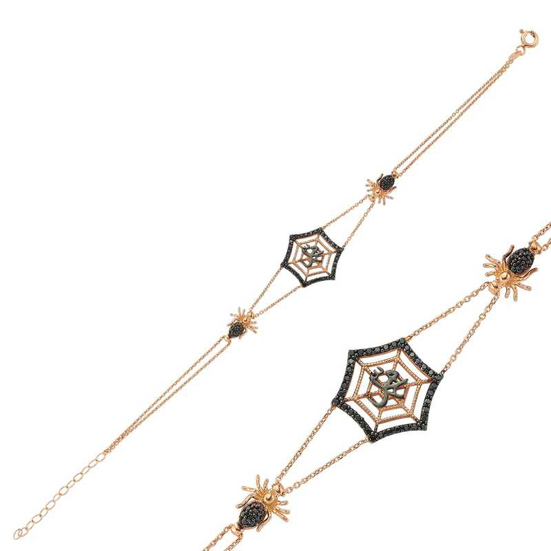 Gümüş Rose Örümcek Ağı Bayan Bileklik SL1370